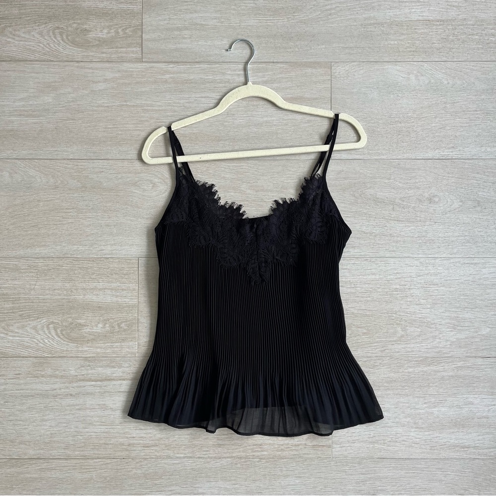 Zara black lace cami top. Black pleated cami top. Perfect condition. Size Small.